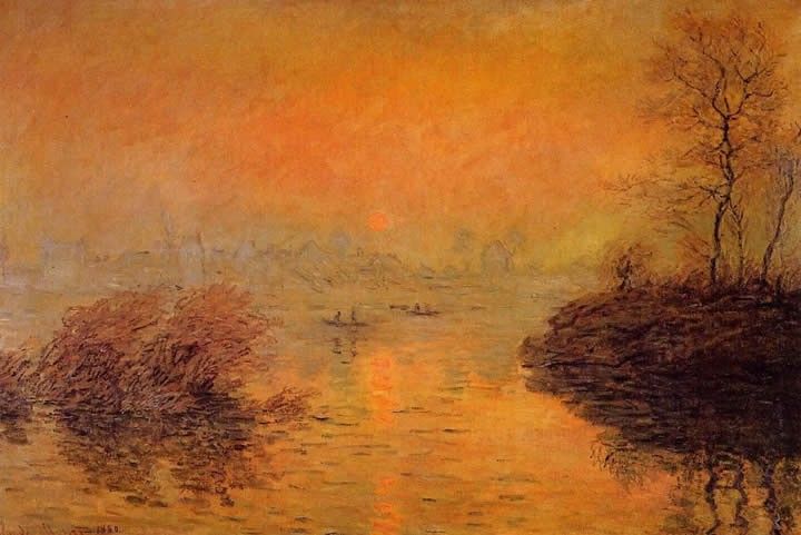 Claude Monet Sunset on the Seine at Lavacourt Winter Effect